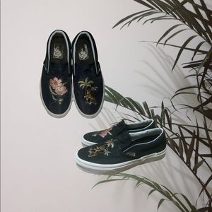 Vans Shoes - Women’s Black Satin Embroidered Vans Vans Shoes - Women’s Black Satin Embroidered Vans
